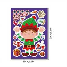 8/16pcs Christmas Stickers With Santa, Reindeer, Snowman, Christmas Tree, Christmas House Designs, DIY Decoration, Holiday Party Gifts, Filler Models