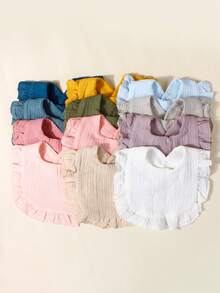 12pcs Newborn Candy Color Soft Breathable Muslin Bibs Set, Cute Baby Drool Cloths, Suitable For Daily Use All Seasons, Comfortable Fabric - Multicolor - View 4