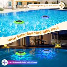 Luces flotantes solares para piscina, luces flotantes RGB que cambian de color para piscina, luces solares LED flotantes a prueba de agua IP68 que pueden colgarse, adecuadas para piscinas de verano, jacuzzis, bodas, caminos y decoraciones de fiestas.