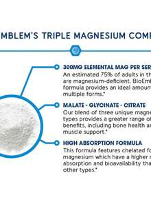 Complejo de triple magnesio BioEmblem | 300mg de glicina de magnesio, malato y citrato para músculos, nervios y energía - Azul - Ver 5