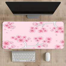 1 pièce Grande tapis de souris de jeu avec un design de fleurs de cerisier roses - base en caoutchouc antidérapante, surface lisse, tapis de bureau lavable pour la maison, le bureau et les études. Cadeau parfait pour Noël et Thanksgiving. Accessoire de bureau de jeu. Texture en tissu lisse, grand tapis de souris
