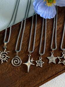 6 Stücke Vintage Gothic Edelstahl Halsketten, Punk Hip Hop Hala Anhänger, unisex Modeschmuck, geeignet für den täglichen Gebrauch und besondere Anlässe, ideale Geschenke zum Valentinstag, Ostern, Halloween