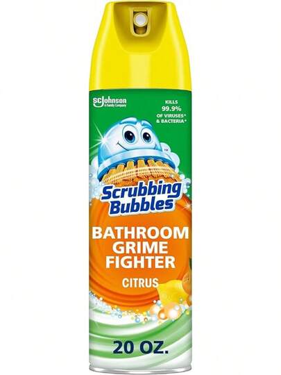 Scrubbing Bubbles Bathroom And Shower Cleaner Aerosol, Foaming Action Bathroom Grime Fighter, Citrus Scent, 20oz (Pack Of 1)