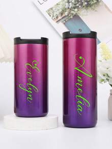 1pc Customized Double-Wall Stainless Steel 304 Coffee Cup, 400ml/500ml (15oz/17oz) Leakproof Tumbler Travel Insulated Bottle, Personalized Name For Gifts, School Supplies, Reusable Thermal Drink Bottle For Car, Women & Men, Valentine's Day, Mother's Day, Wedding, Graduation/Back To School, Christmas, Thanksgiving, Birthday - Multicolor - View 3