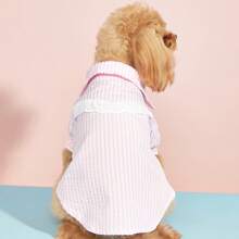 1pc Adorable Pet Dog Striped Shirt, Fashionable & Cute INS Style Teddy Shirt, Washable No-Pilling Fabric