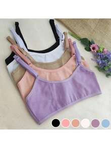Kit With 5 Children's Bras For Youth Without Padded Cotton Cotton Comfort Maya Basic Plain Adjustable Straps - 彩色 - 查看 7
