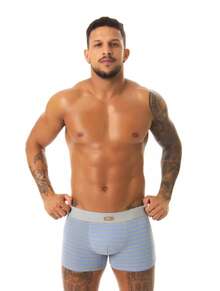 Kit com 5 Cuecas Box Boxer Adulto Masculina Confortável Não Enrola nas Pernas Básico Listrada Cintura Média. - Multicolorido - Visão 11