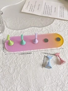 Set de decoración de uñas con base ovalada de resina acrílica en degradado de color, macaron dorado y bolas de cristal de acero multicolor. Herramientas y accesorios de arte de uñas minimalista de moda en estilo retro coreano con láser.