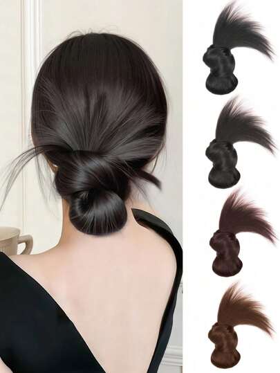 Synthetic Wigs Low Tied Ball Headpiece, Naturally Fluffy Hair Accessories Suitable For Women's Daily Wear And Gatherings Hair Claws Claw Clips Hair Clips Hair Jaw Clip Hair Clamps Hair Clutch Hair Catcher Clip, Casual Fall Winter For Vacation Outfits Woman