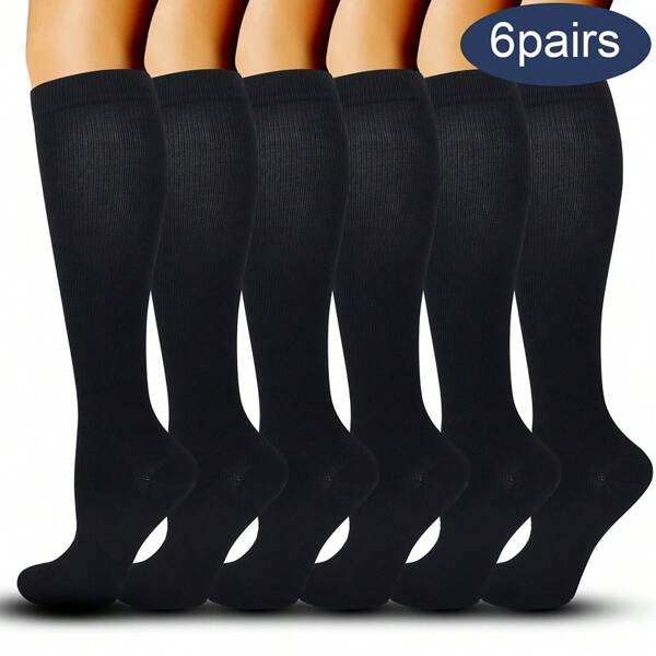 6 paar unisex compressiekousen 15-20 mmHg, beste ondersteuning voor sport, hardlopen en wandelen