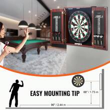Dartboard And Cabinet Set, Ready-To-Play Bundle Official Size Dartboard Cabinet, Steel Tip Dart Hideaway Cabinet, Features LED Light, Easy Assembly, Complete With All Accessory, For Cricket Game - Coffee Brown - View 7