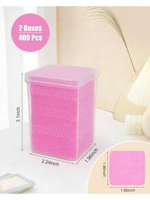 200pcs Pink Nail Care Accessories Cleaning Wipes, Heart-Shaped Non-Woven Cleaning Cloths, Pink Nail Tools, Square Pink Boxed Gel Polish Remover Wet Wipes, Cleanser, Lint-Free Nail Polish Remover Wet Wipes - Multicolor - View 6