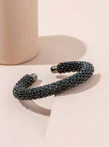 1pc Rhinestone Activated Bracelet, Luxury Sparkling Zirconia Wedding Bridal Bangle For Women