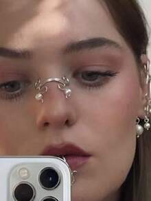 女士假鼻环 仿鼻中隔鼻环 精致 CZ 鼻环 首饰 派对舞会礼物 送给朋友 - 多色-1 - 查看 2