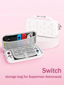 Switch 2 Game Console Accessories: Bow & Heart Pattern Protective Case, Compatible With Switch NS/Switch OLED/Switch Lite, Also Includes Storage Pouch, Cartridge Case, And Charging Dock. Best Gift Compatible With Switch Players, Ideal For Valentine's Day Confession Or Spring Romantic Gifts