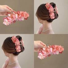 1pc Elegant Floral Design Hair Claw Clip, Multi-Purpose Hairstyle Accessory For Women, Versatile For Daily, Beach, Dating - Multicolor - View 3