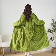 1pc Solid Color Coral Fleece Bathrobe, Soft And Quick Drying, Warm Full Body Towel With Adjustable Closure Suitable For Home, Bathroom, Bedroom, Pool - Comfortable Loungewear For All Seasons, Plush Robe Back To School - Multicolor - View 7