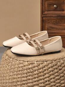 WHDXY Women's Fashion Square Toe Flat Shoes, Fairy Style French Romance Slip-On Loafers, Comfortable Casual & Formal Work Shoes To Pair With Jeans - 卡其色 - 查看 4