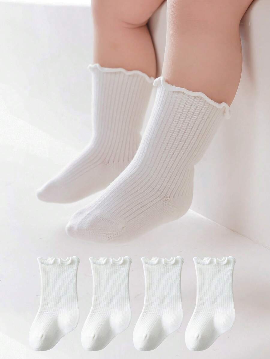 4 双婴儿袜子，儿童薄款棉质踝袜，春夏季 - 彩色 - 查看 1