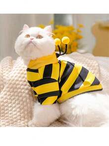 1 PC Pet Funny Bee Hoodie Ugly Sweater Cold Weather Warm Coat For Puppy Small Dog & Cat Halloween Christmas Party Costume Cute Hoodie Halloween Halloween Costumes - Yellow - View 3