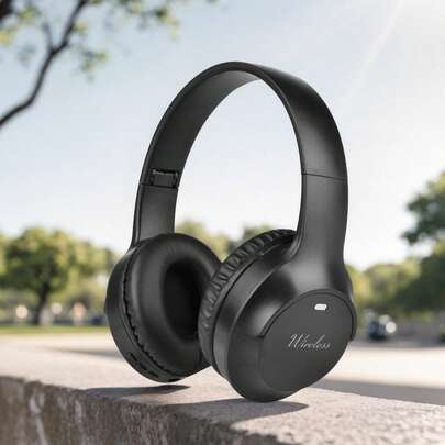 全新可折叠无线耳机，全耳覆盖，HIFI 低音，超长电池寿命，实惠的礼物，畅销品，兼容智能手机，带麦克风，低延迟