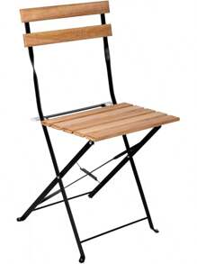 Set con 3 muebles de mesa y 2 sillas, para jardín, exterior, plegable, de metal y madera, para terraza en estilo retro, estructura de acero, tipo bistró, patas antideslizantes, para balcones y terrazas pequeños