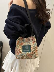 Fashionable New Spliced Colorful Full Body Flower Jacquard Mini Women's Bag, A Simple And Casual Lightweight Bucket Handbag, Suitable For Shopping, Wallets, Shopping, Young Women, College Students, Newcomers, And White-Collar Workers. They Are Very Suitable For Offices, Universities, Work, Business, Commuting, Outdoor Activities, Travel, And Outings - Multicolor - View 3