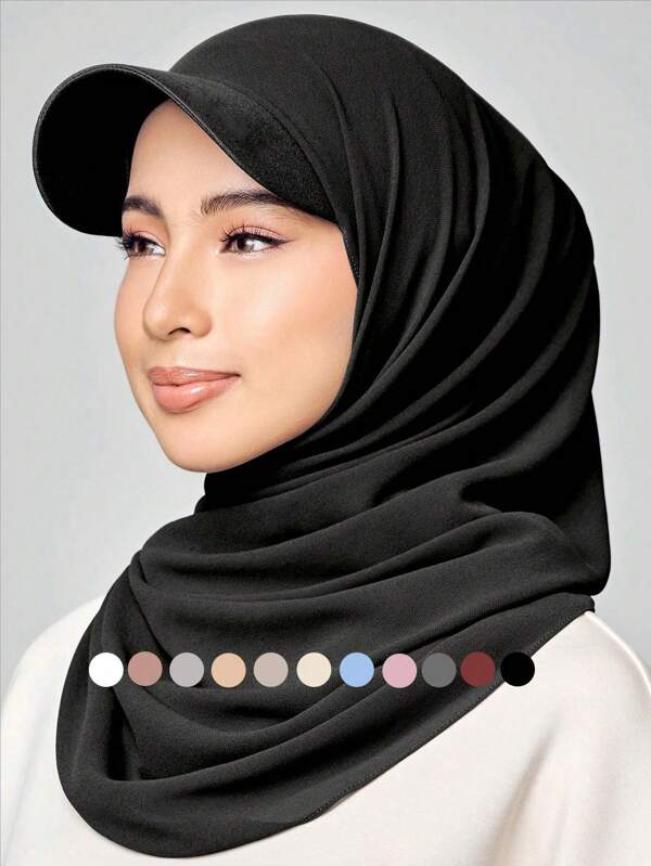 1pc Women Instant Women Hijab, Daily Wear Headscarf, Solid Color Classic Versatile Arabian Fashion Casual Baseball Cap,Hat Turban, Suitable For Daily Sun Protection, Cooling, And UV Blocking