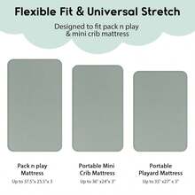 Yoofoss Pack And Play Sheets Fitted, Mini Crib Sheets 2-Pack For Pack N Play Mattress, Stretchy Playard Sheet, Soft And Breathable Green + Leaf - Green+leaf - 查看 3
