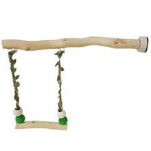 Wood Parrot Stand Pole Double Layer Swing Toy For Bird Tiger Skin Claw Grinding Beak Grinding Stand Pole Bird Cage Accessories - 米色 - 查看 2