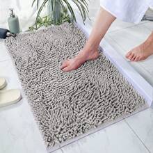 1pc Simple Solid Color Soft Chenille Non-Slip Bathroom Mat, Suitable For Bathroom, Toilet, Bedroom, Kitchen & Other Home Decoration
