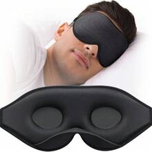 New- Sleep Mask For Side Sleeper, Eye Mask For Sleeping Women Men, 3D Contoured C No Eye Prsure 100% Light Blocking Sleeping Mask  Adjustable Strap Night Blindfold Flight, Travel, Nap, Black - Black - View 1