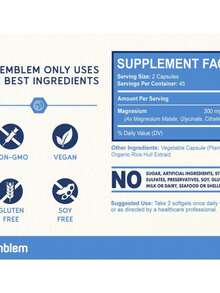 Complejo de triple magnesio BioEmblem | 300mg de glicina de magnesio, malato y citrato para músculos, nervios y energía - Azul - Ver 3