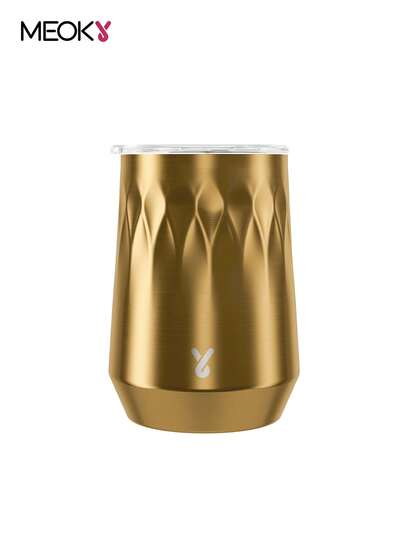 14 盎司不锈钢带盖葡萄酒杯，无柄双层隔热葡萄酒杯，带防漏盖 - 保持饮料冷热，适用于不同场景、派对、户外、礼物