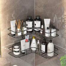 No Drill Triangle Shelving Rack, Iron Bathroom Kitchen Storage Basket Toilet Wall Mount Shelf Back To School