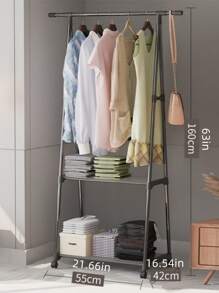 1pc Multifunctional Rolling Coat Rack, Sturdy & Fashionable Floor Standing Garment Rack, Easy To Assemble & Move, Suitable For Living Room, Bedroom, Entryway, Office, Home, Holiday & Christmas Gift, Kids Gift