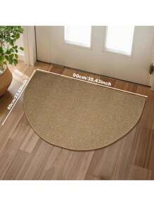 1pc Nordic Style Brown Faux Jute Fabric Washable Bottom Entrance Door Mat, Semi-Circular Warm Earth Tone Doormat For Indoor And Outdoor Use, Practical Hallway Bedroom Luxury Home Decor Carpet, Easy To Maintain Entryway Rug