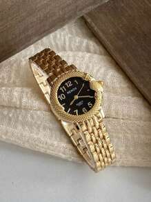 1pc Creative Watch Gold /Silver And Fashionable Quartz Watch, Suitable For Birthday Gift, Anniversary Gift, Daily Matching