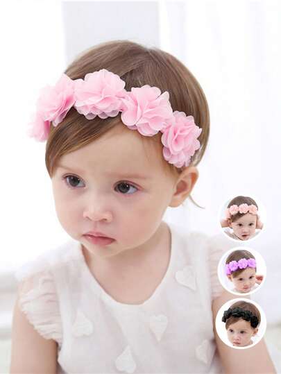 1 pieza Diadema con 5 flores lindas y dulces para bebé recién nacida, accesorios para el cabello de princesa, adecuado para regalo, fiesta, uso diario, Día de los Enamorados