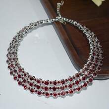 Colar de Gola Grande Exagerado Multicamadas com Strass, Colar Ajustável de 3 Camadas de Cristal, Acessório Gargantilha para Mulheres