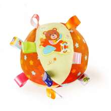 1PC Baby Plush Grip Ball With Bell - Soft Polyester, Mixed Colors - Soft Plush Sensory Ball Toy For Early Educational, Ribbon Tag Ball For Baby Kids Toddlers Infants, Ideal Birthday Gift