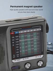 便携式 AM/FM 收音机，全频段收音机，单声道，数字处理芯片，电池供电，超长续航，带闹钟和睡眠功能，复古全频段收音机 - 均碼 - 查看 5