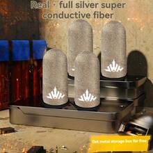 专业防汗纯银纤维游戏指套带金属盒，高密度超导纤维指套，适用于手游配件 - 彩色 - 查看 3