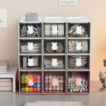 PP White Drawer Desktop Storage Box Simple Storage Box, Makeup Organiser,Drawer Organiser,Transparent Pen And Cosmetics Storage Box, Minimalist Multi -Compartment Desktop Accessories Storage Box, Stationery Plastic Monochrome Storage Box, Can Be Stacked For Student Dormitory
