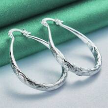 Exquisites 1 Paar 925 Sterling Silber Personalisierte Retro-Textur U-förmige Creolen für Frauen Mode Charm Schmuck Party Boho Geschenk Paar