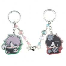 2pcs Personalized Cartoon Hip Hop Anime Figure Acrylic Keychain, Couples/Valentine's Gift Car Accessories Bag Charm Backpack For School