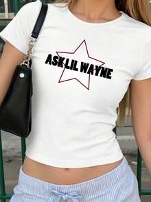 1 件女童休闲印花圆领短袖 T 恤，夏季学生年轻服装 - 简约经典甜美蝴蝶结饮料艺术风格 T 恤激发想象力和自我表达，婴儿 T 恤 Y2K 女孩 - 白色 - 查看 3