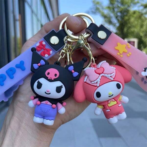 Sanrio 1 peça Sanrio Kuromi Plush Keychain, Bonito Chaveiro Bolsa Decoração Charme Para Amantes, Melody Car Chaveiro