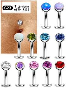 14G ASTM F136 Titanium Belly Button Rings For Women Floating Belly Rings Flat Back Belly Piercing Convex Base 5mm CZ Navel Rings Curved Barbell Internally Threaded Navel Belly Piercing Jewelry - Multicolor - View 2