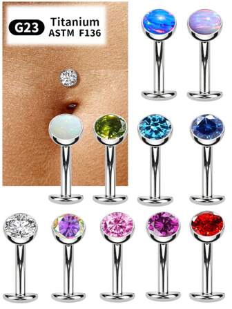 14G ASTM F136 钛合金肚脐环，女士适用，浮动肚脐环，平背肚脐穿孔，凸底 5 毫米 CZ 肚脐环，弧形杠铃内螺纹肚脐穿孔饰品